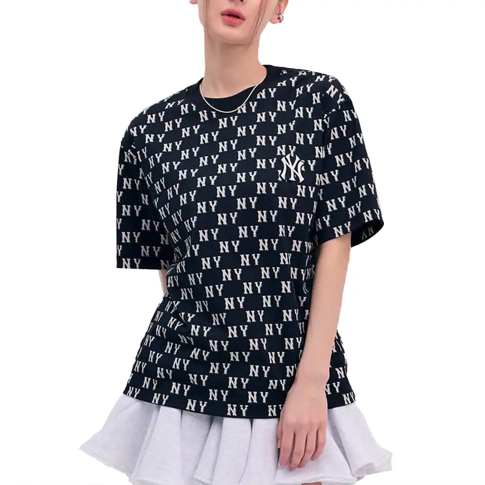 ☆MLB Korea☆ Vintage Monogram Full-Panel Pattern Overfit Sh Áo thun MLB Vintage Monogram Panel Pattern NY Yankees