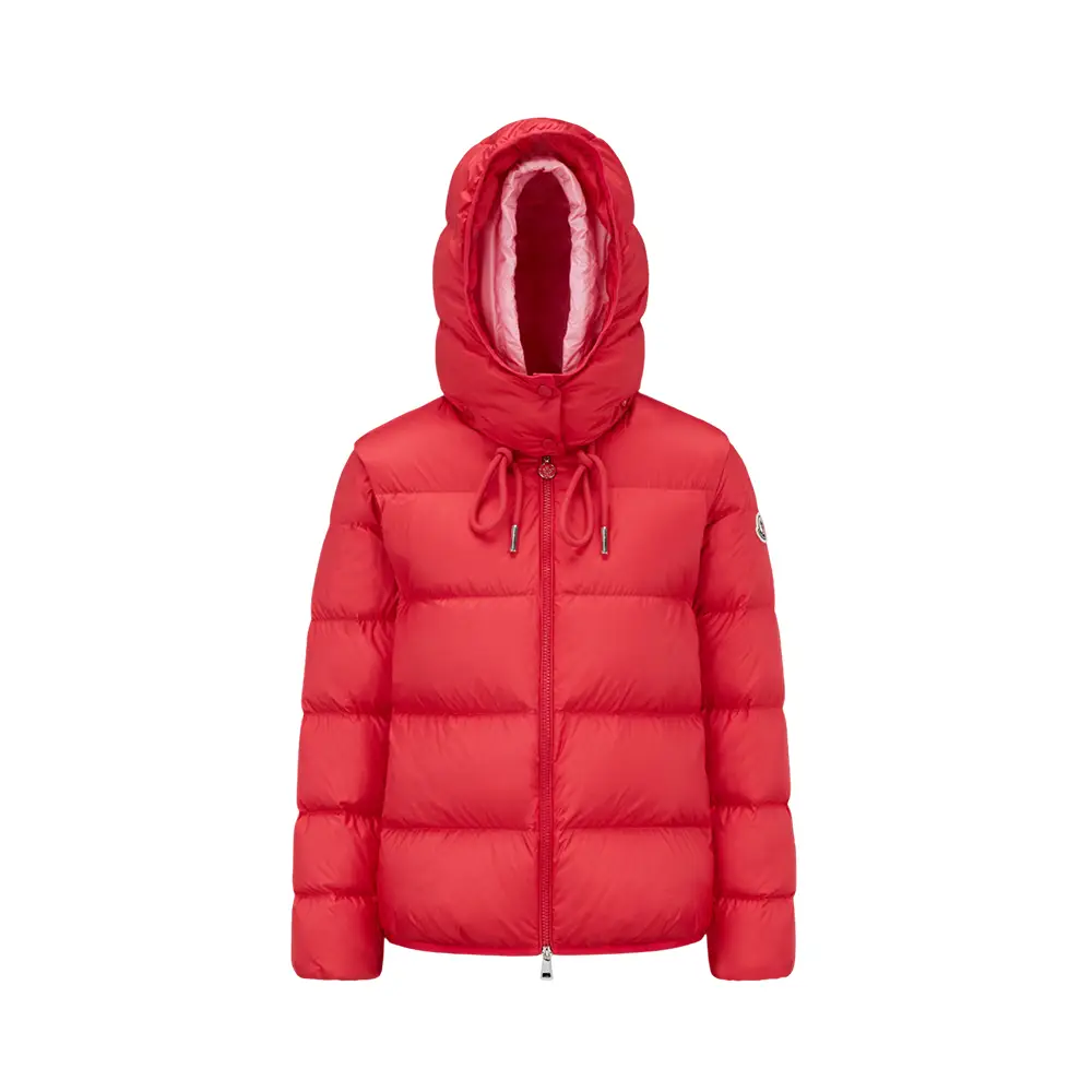 Moncler Dronieres Short Down Jacket Cherry Pink – voilà.id