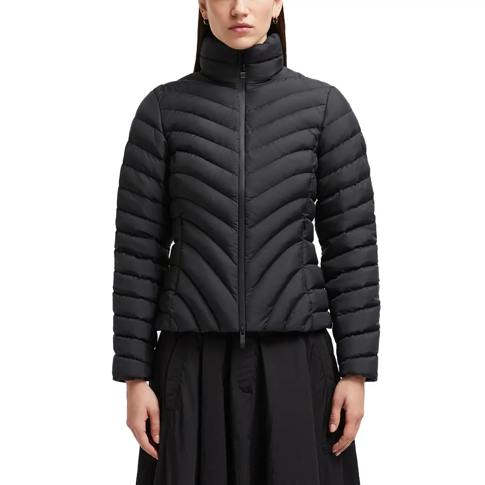 Moncler Grange Diagonal-Quilted Short Down Jacket Black
