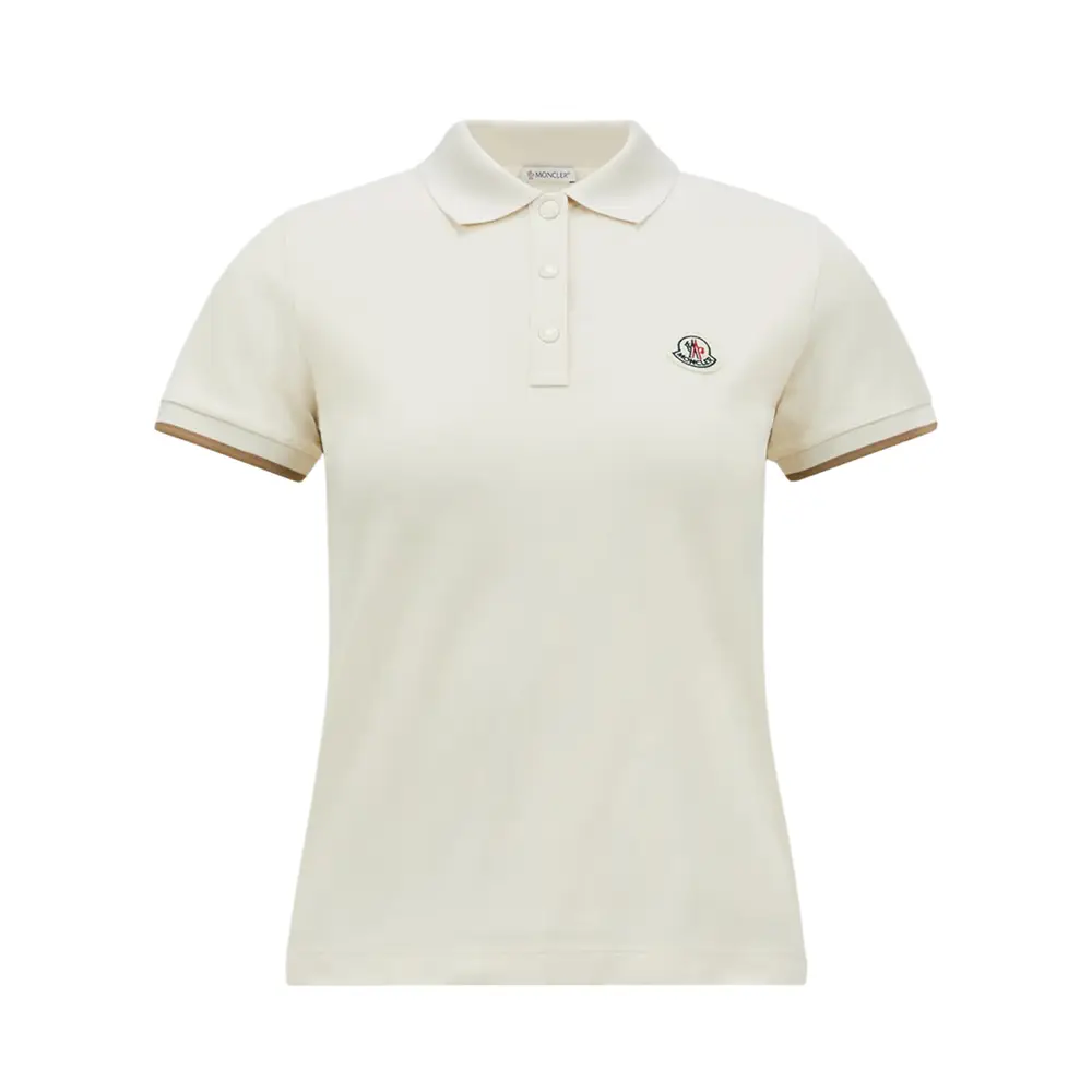 Moncler Logo Patch Cotton Piquet Polo Shirt White Women