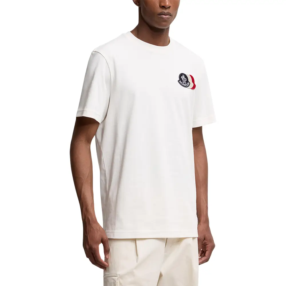 Moncler Embroidered Tricolour Logo Cotton T-Shirt White – voilà.id