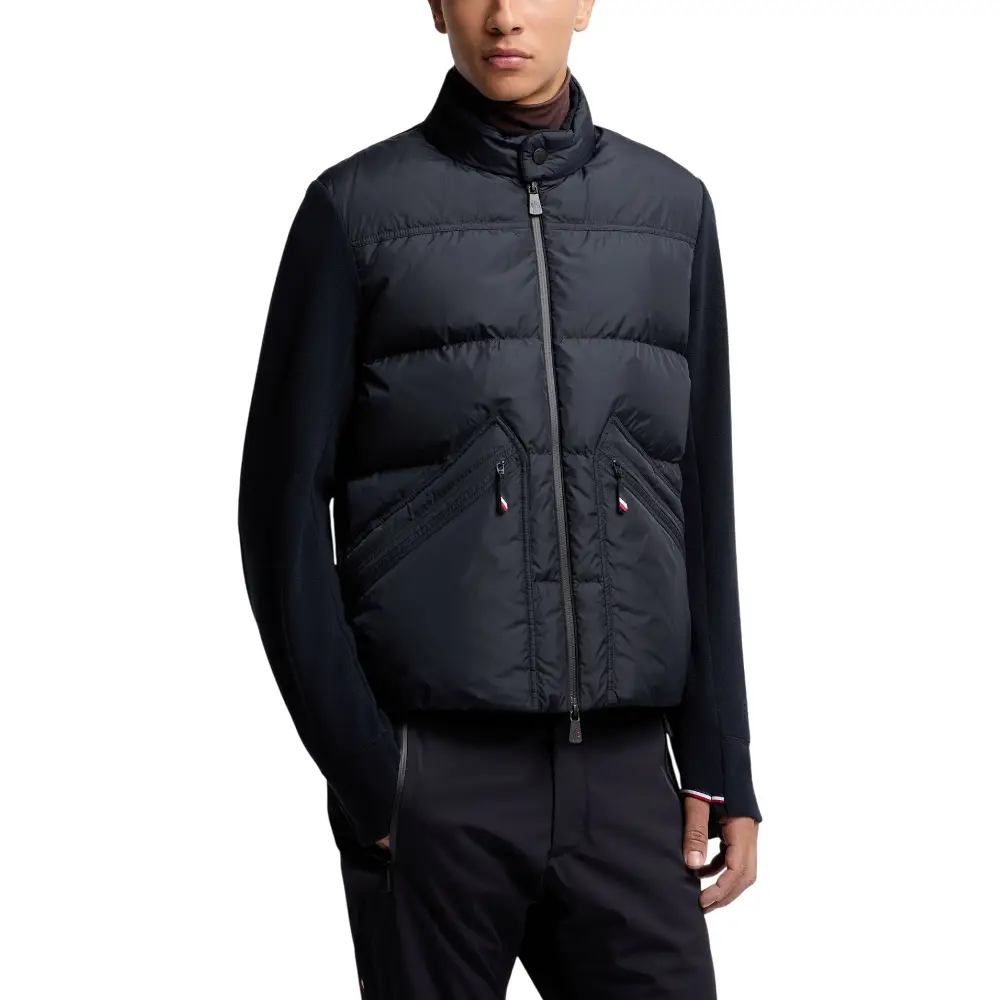 Moncler Quilted Zip-Up Cardigan Navy Blue – voilà.id