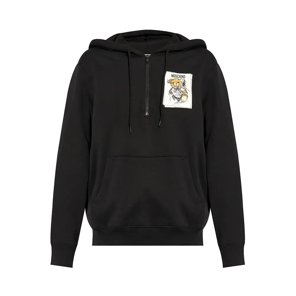 Moschino Teddy Bear Drawn-Effect Print Hoodie Black – voilà.id