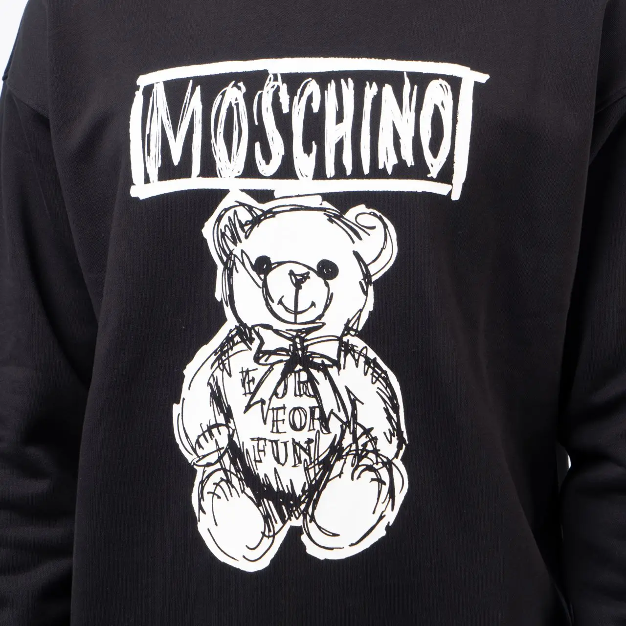 Moschino Teddy Bear Sketch Drawing Print Sweatshirt Black