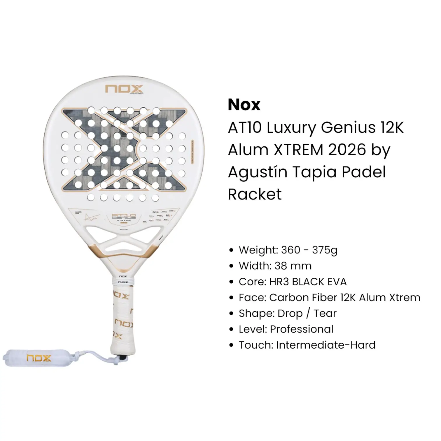 Nox AT10 Luxury Genius 12K Alum XTREM 2026 by Agustín Tapia Padel