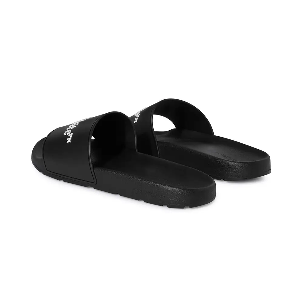 サンダル・ミュール Off White Black leather Bookish slippers Off-White Bookish Logo Print Slide Black – voilà.id