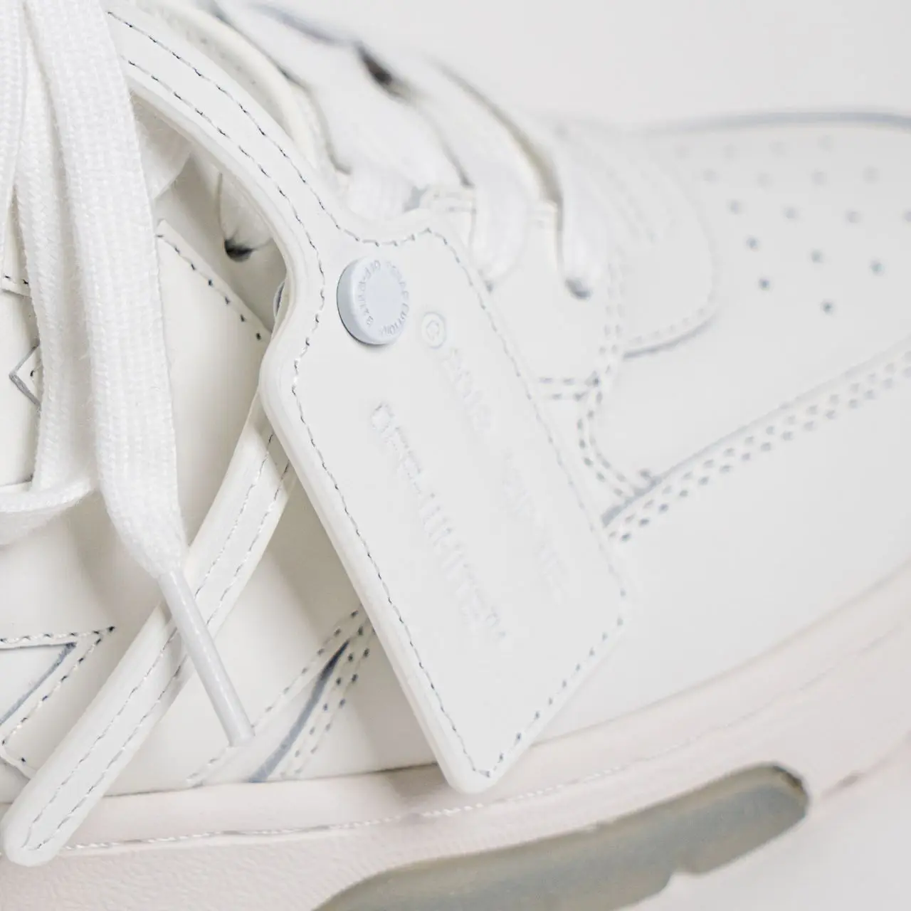 Off-White Out Of Office Mid Top Leather Sneakers All White Off-White Out Of Office Mid Top Leather Sneakers All White
