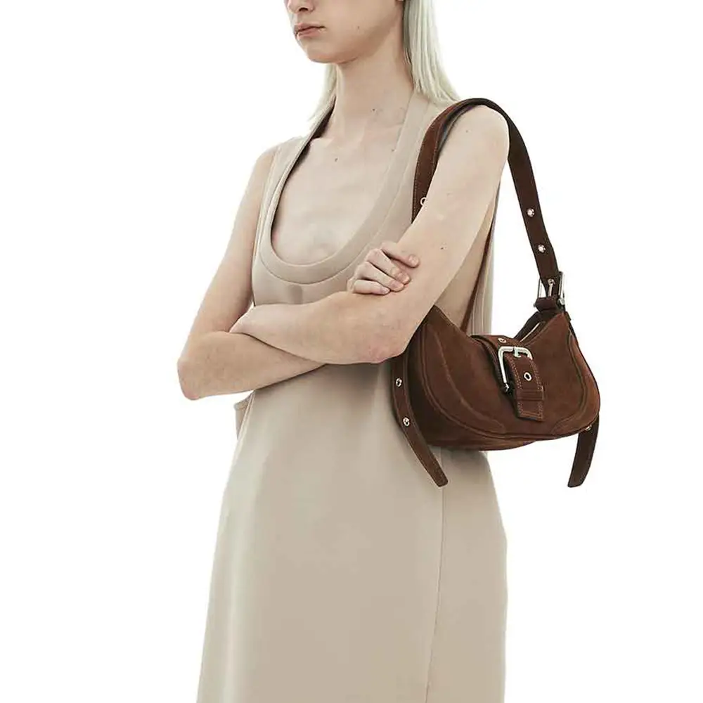 Osoi Brocle Nubuck Leather Hobo Bag Brown – voilà.id