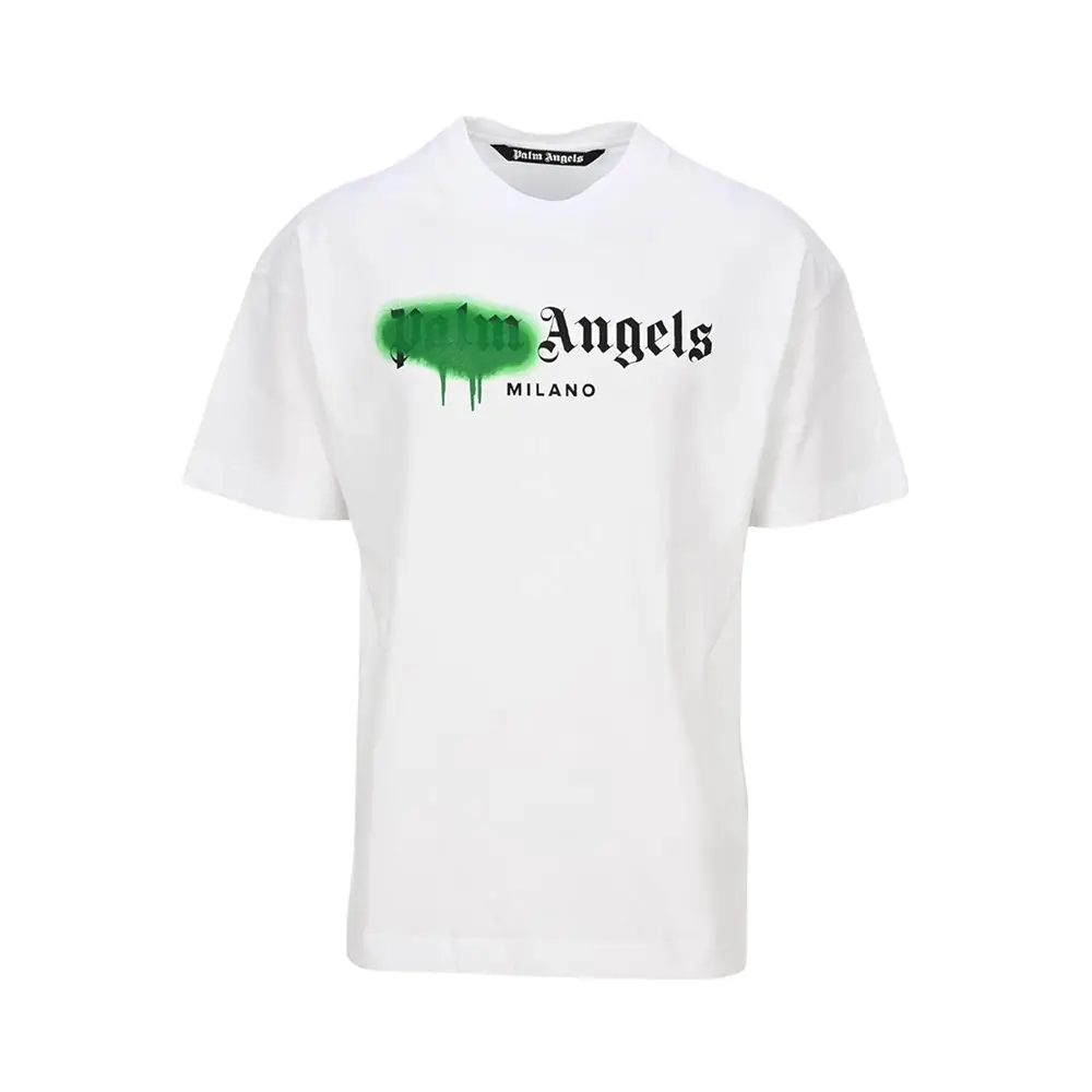 Palm Angels Milano Sprayed Logo T-Shirt White Men – voilà.id