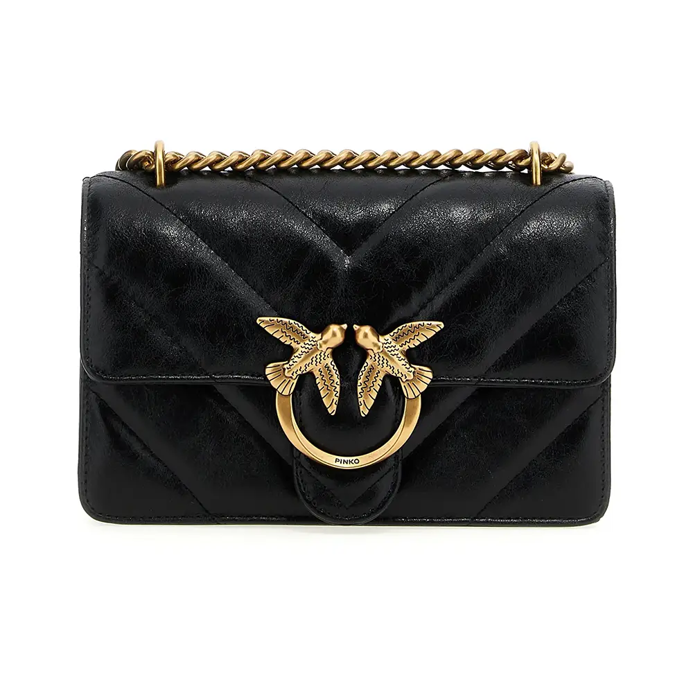 Pinko Love One Mini Chevron Quilted Crackle Leather