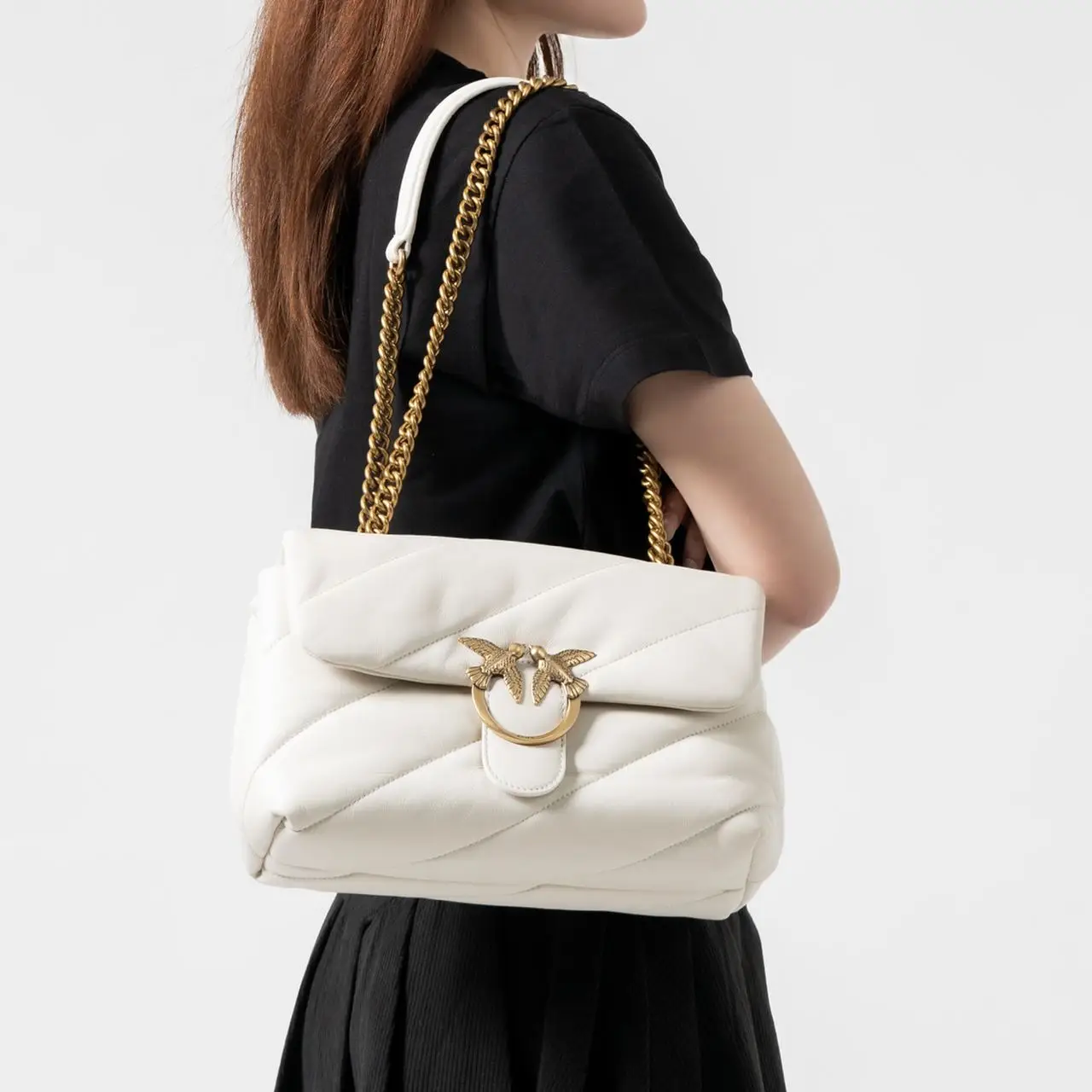 【関税込み】PINKO MINI LOVE BAG PUFF MAXI QUILT Pinko Women's Love Mini Puff Maxi Quilt Bag - Black