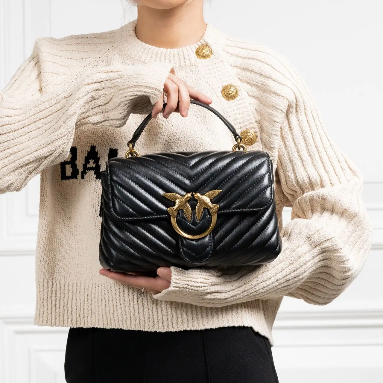 PINKO LOVE LADY ショルダーバッグ PINKO Love Lady Puff Classic Crossbody Bag | Black | FARFETCH