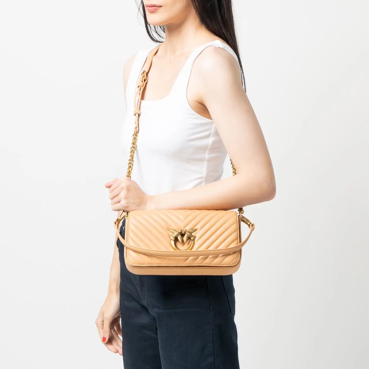 Pinko Love Click Mini Baguette Shoulder Bag Sandstorm – voilà.id