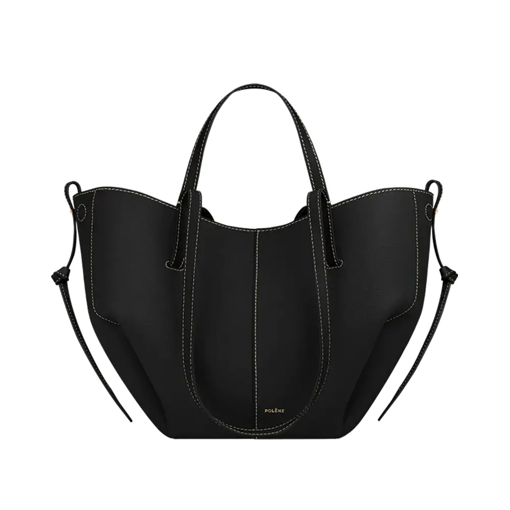 Polène Cyme Mini Shopping Bag Stitching White Grained