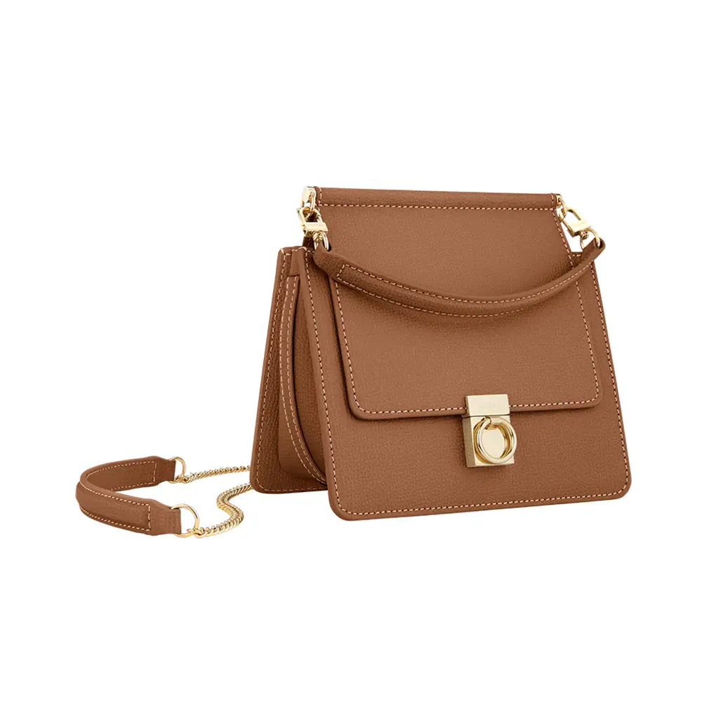 Polene Numero Sept Mini Chain Bag Grained Leather Camel – voilà.id