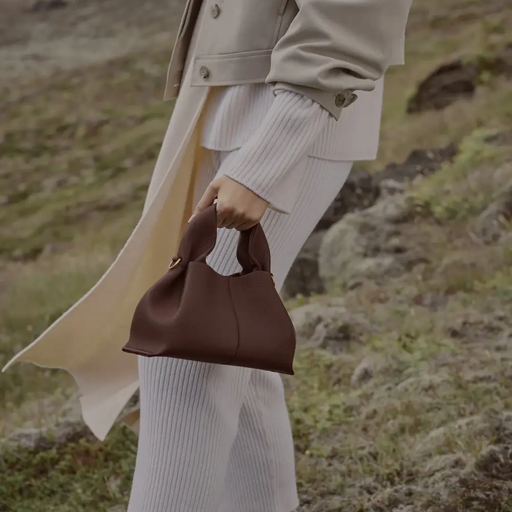 Polène Numero Neuf Mini Crossbody Bag Grained Leather Santal Polène Numero Neuf Mini Crossbody Bag Grained Leather Santal