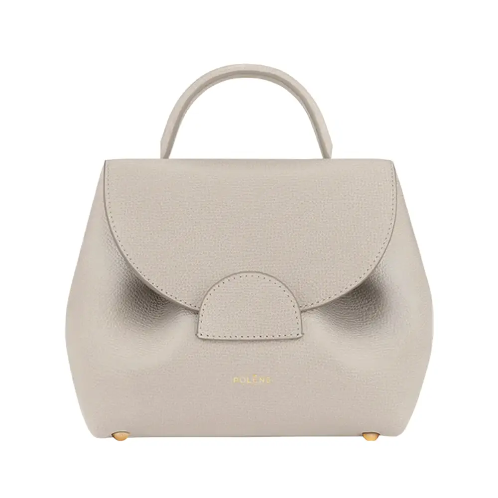 Polène Numero Uno Nano Crossbody Bag Grained Leather Taupe Polène Numero Uno Nano Crossbody Bag Grained Leather Taupe