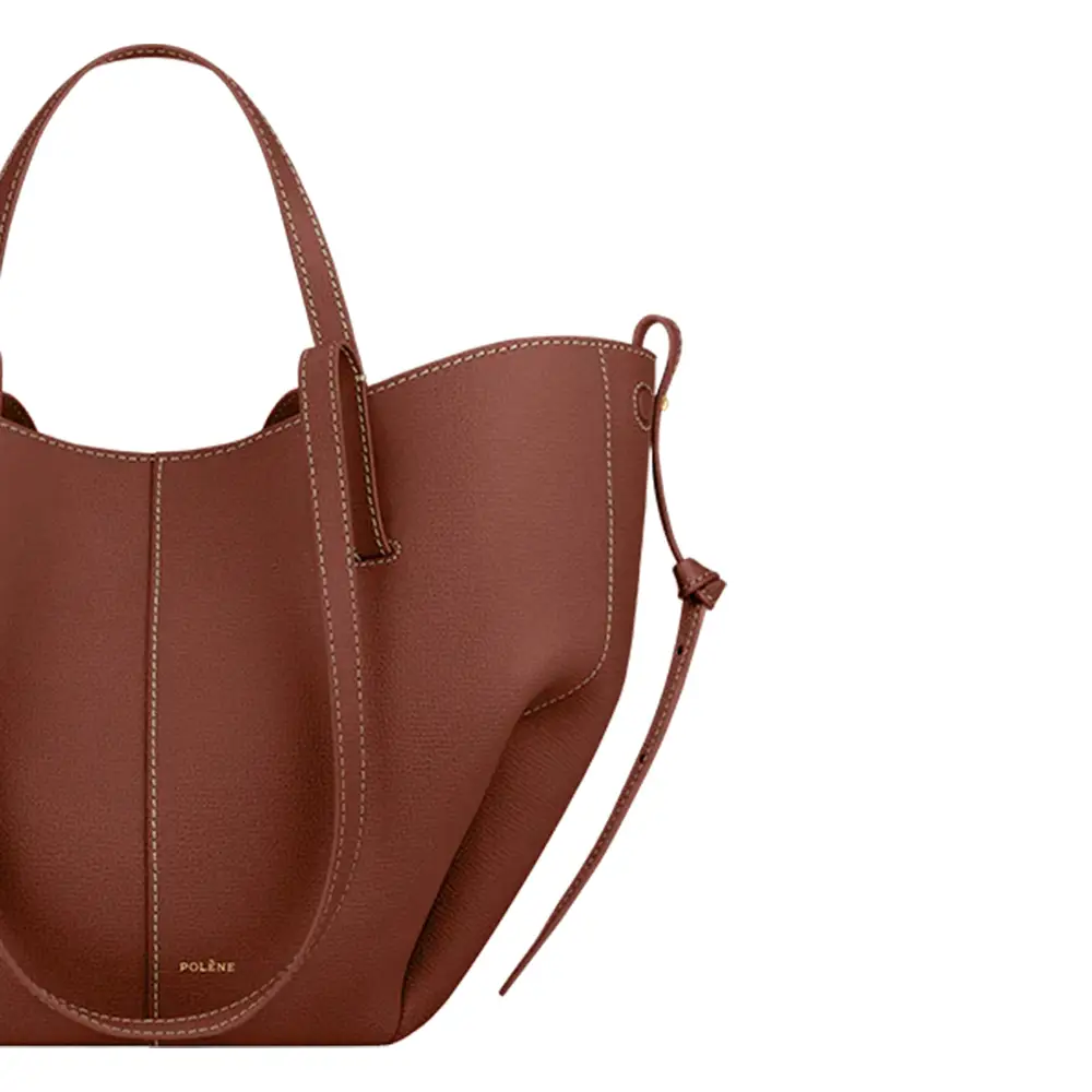 Polène Cyme Mini Shopping Bag Grained Leather Cognac – voilà.id