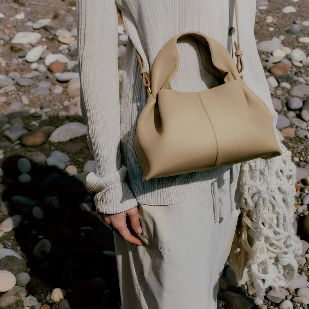 Polène Numero Neuf Mini Crossbody Bag Grained Leather Sable Polène Numero Neuf Mini Crossbody Bag Grained Leather Sable