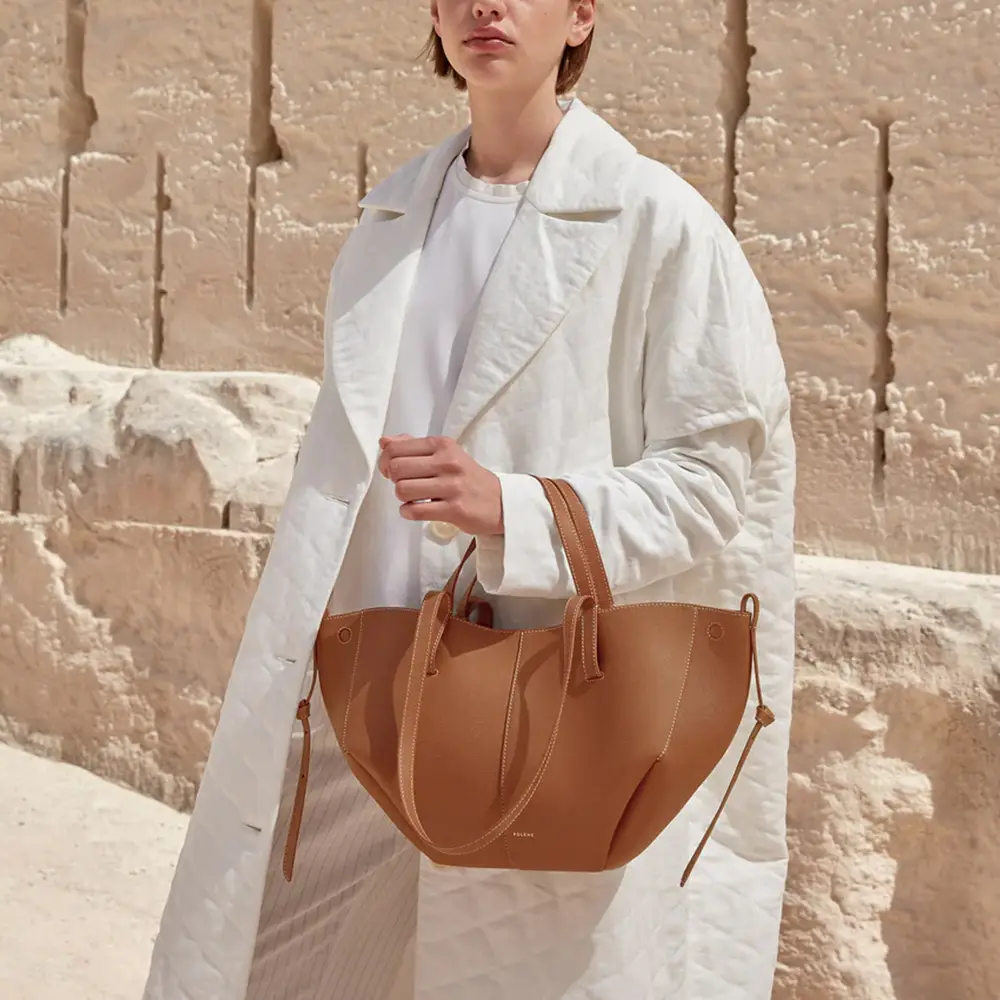 Polene Cyme Mini Shopping Bag Grained Leather Camel – voilà.id