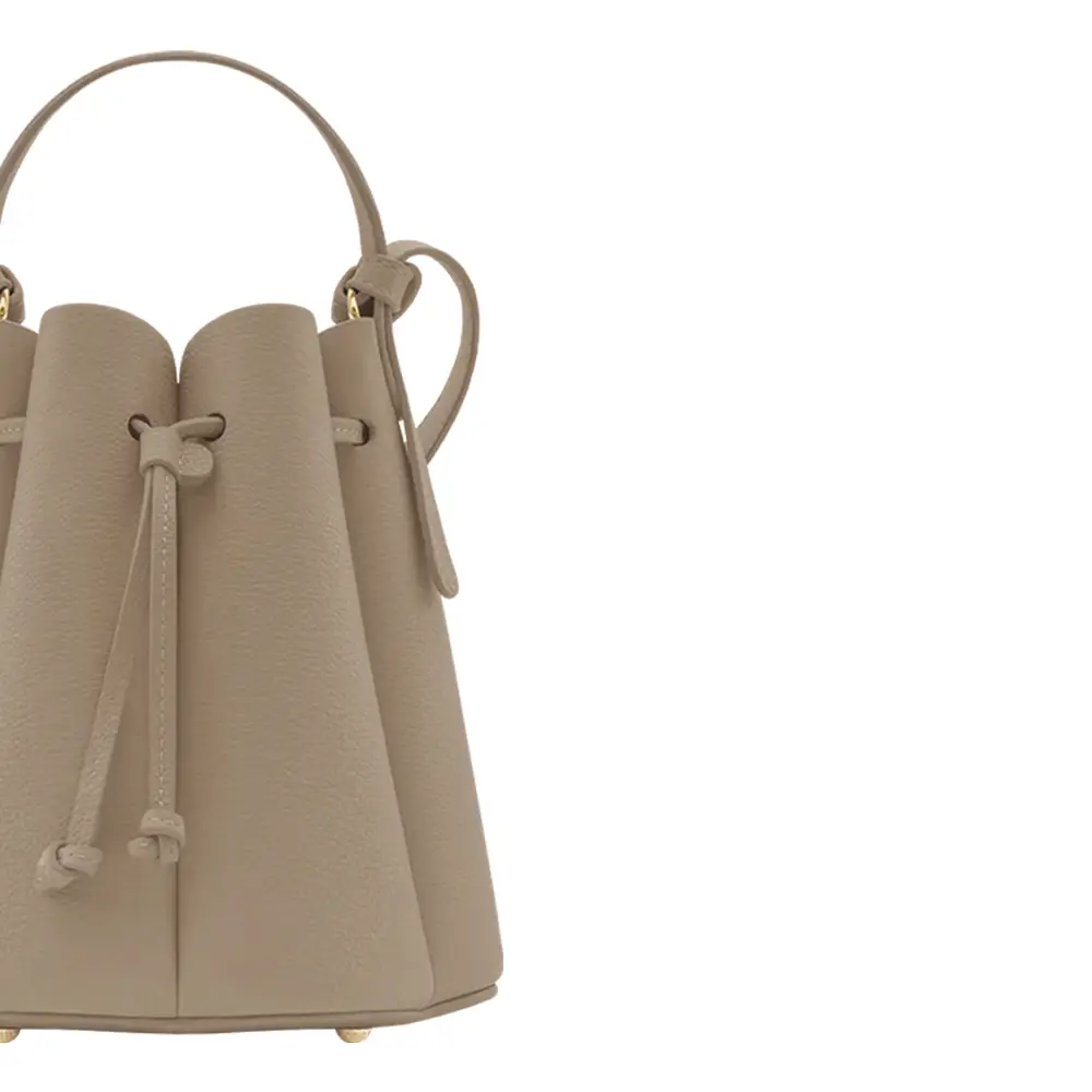 Polène Numero Huit Mini Bucket Bag Grained Leather Taupe