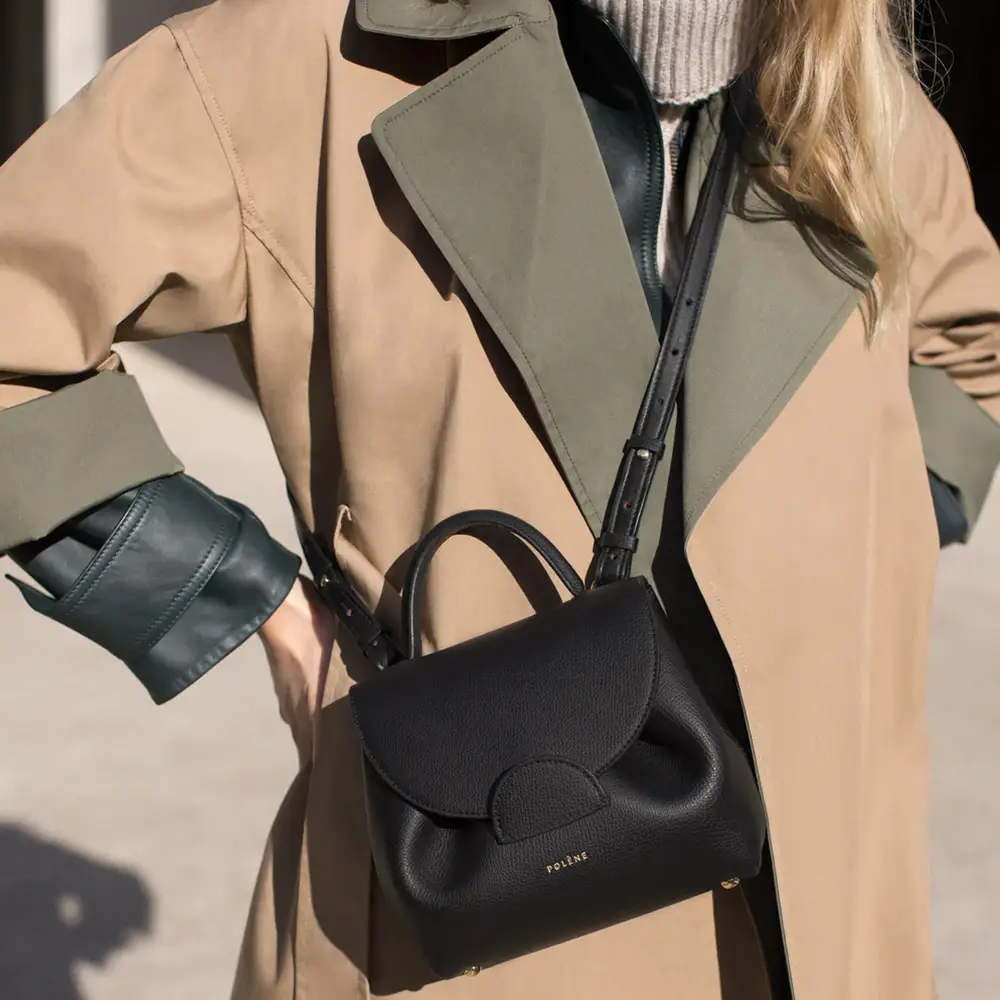Polene Numero Uno Nano Crossbody Bag Grained Leather Black