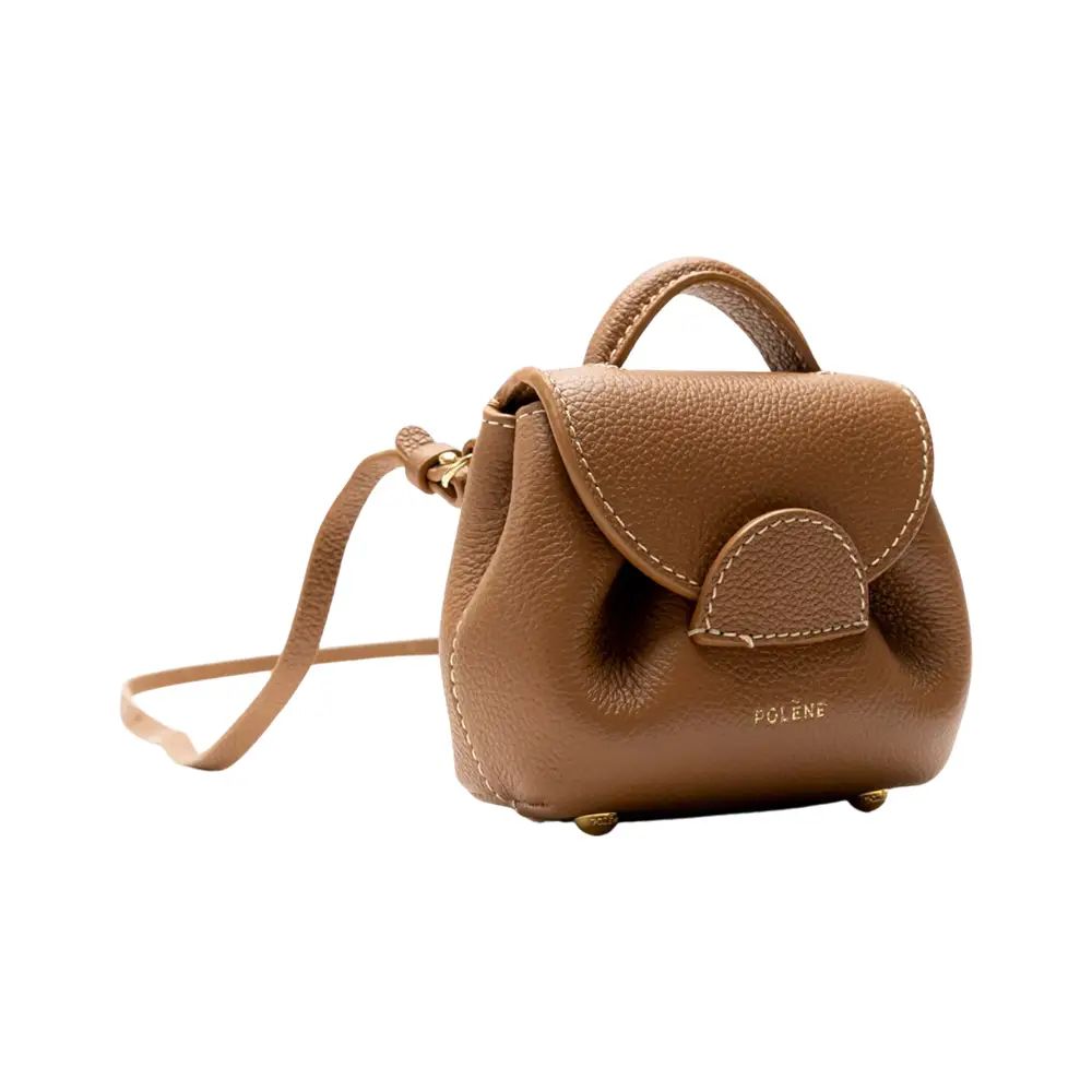 Polène Numero Uno Micro Crossbody Bag Grained Leather Camel Ghw
