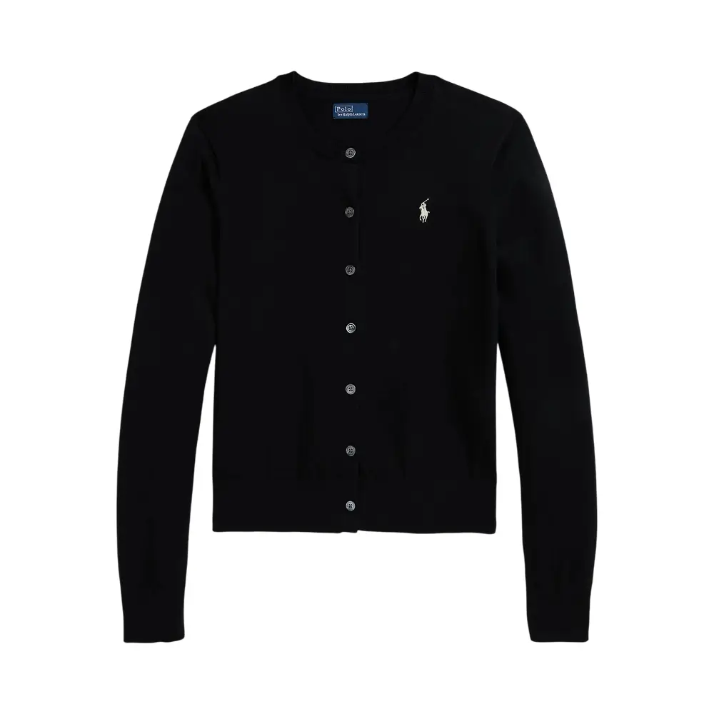 Polo Ralph Lauren Slim Fit Stretch Cotton Crewneck Cardigan Black