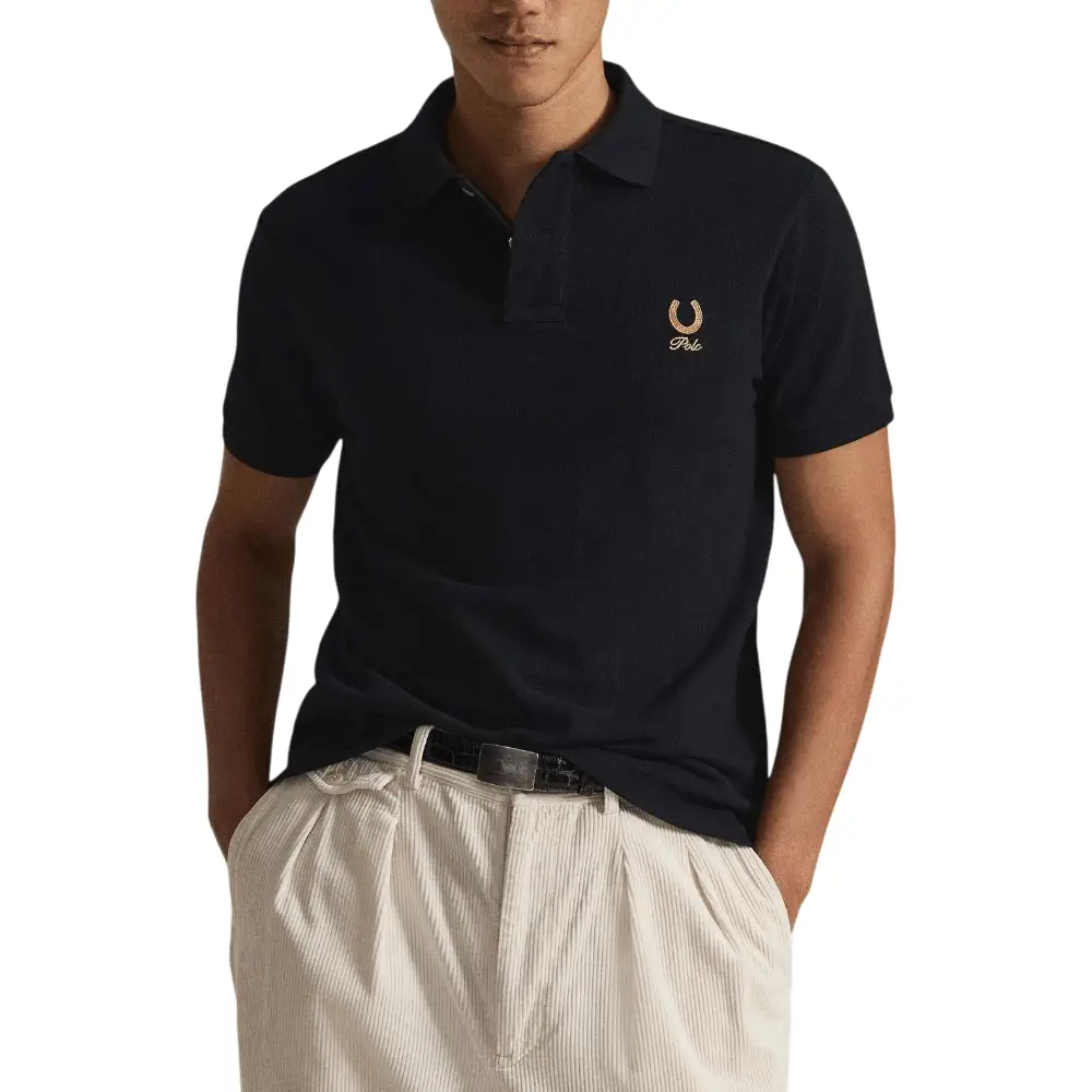 Polo Ralph Lauren Custom Slim Fit Horseshoe Polo Shirt Black