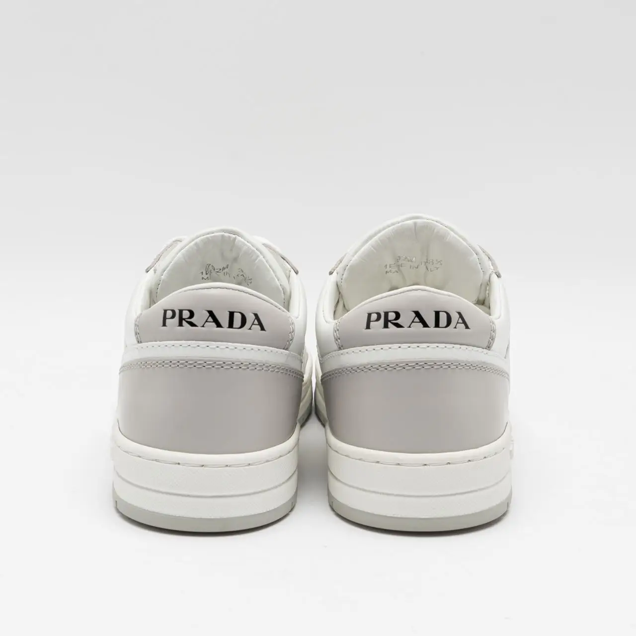 Prada Downtown Perforated Leather Sneakers White/Grey Women