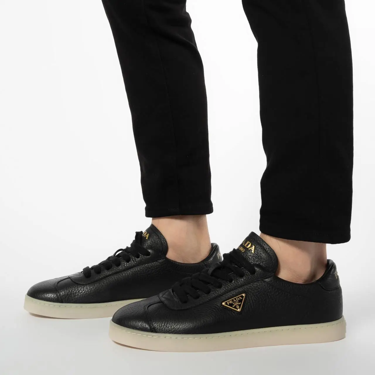Prada Lane Leather Sneakers Black Men – voilà.id