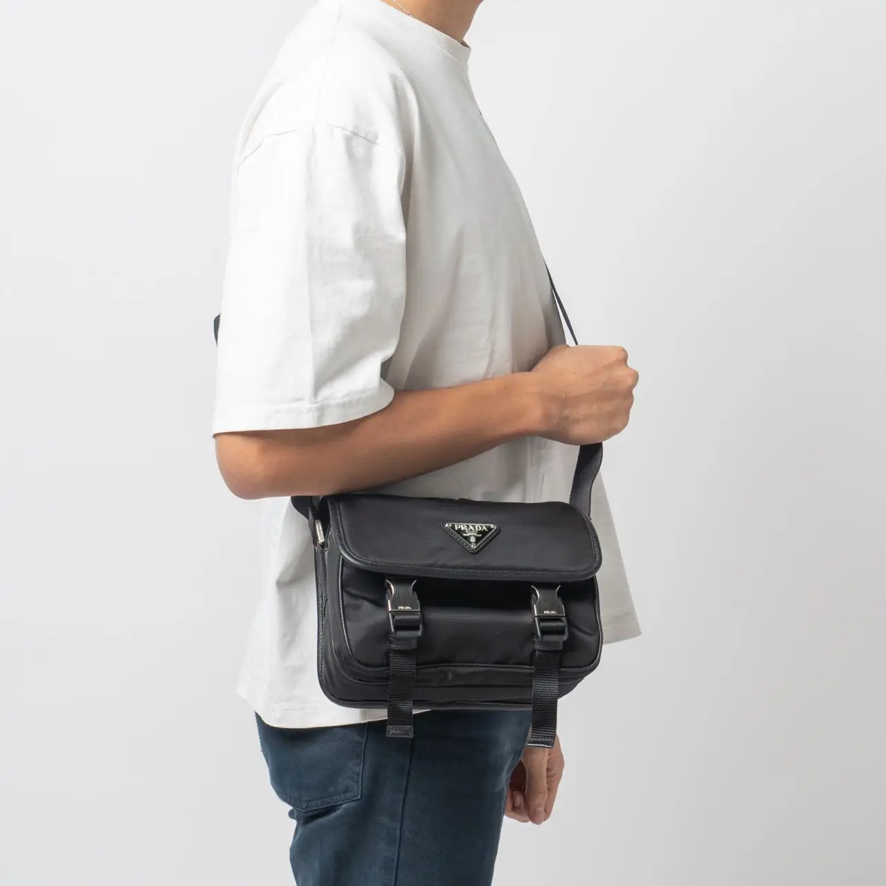 Prada Re-Nylon and Saffiano Leather with Removable Pouch