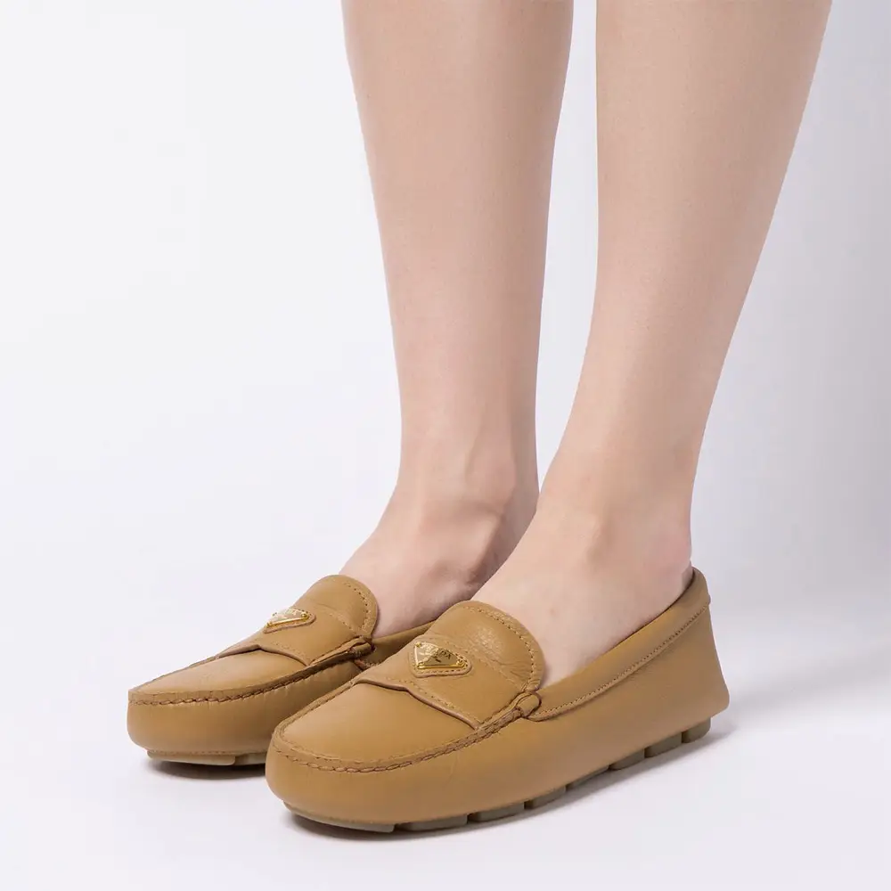 Prada Buckskin Print Embossed Driving Shoes Natural – voilà.id