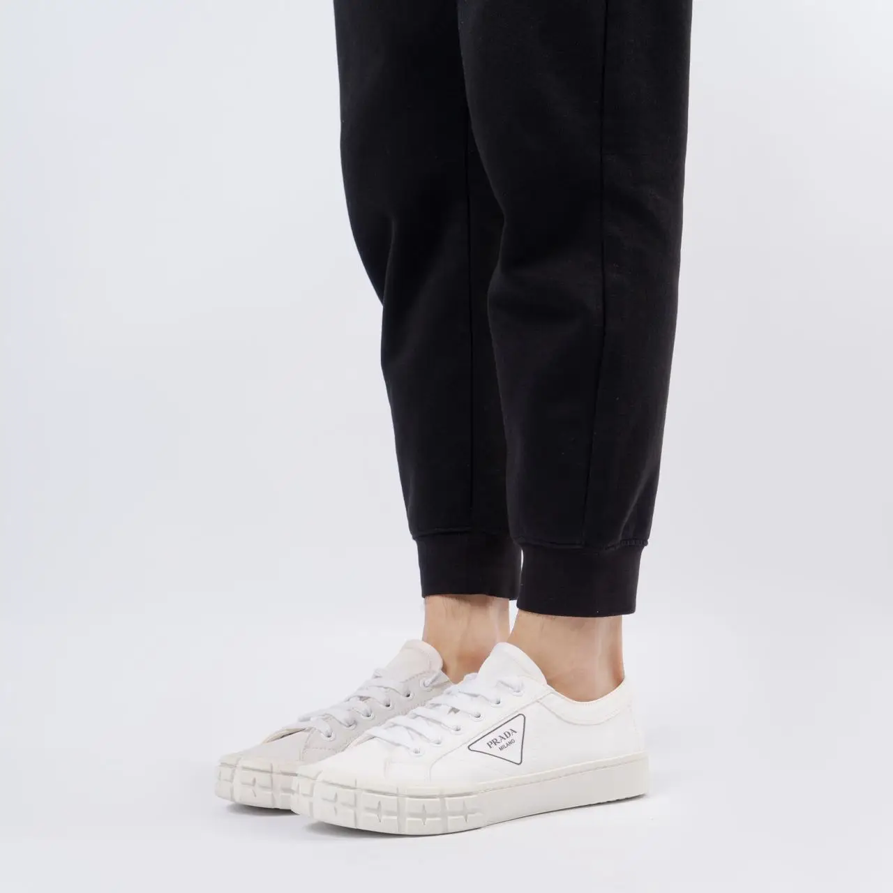 Prada Cassetta Wheel Gabardine Fabric Sneakers White – voilà.id