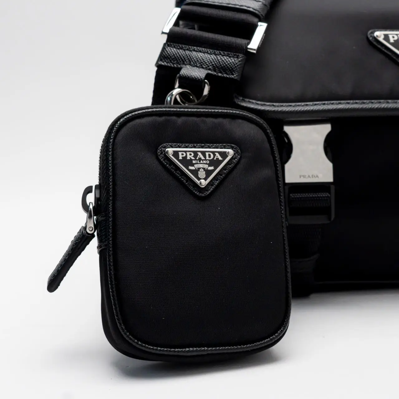 Prada Re-Nylon and Saffiano Leather with Removable Pouch Prada Re-Nylon and Saffiano Leather with Removable Pouch