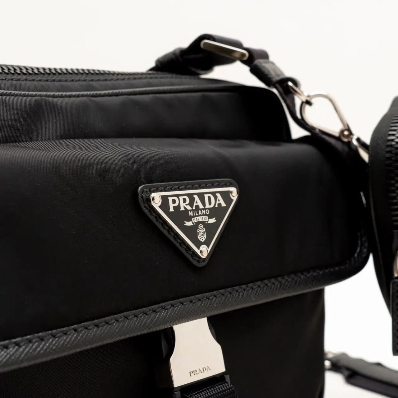 Prada Re-Nylon and Saffiano Leather Shoulder Bag Triangle