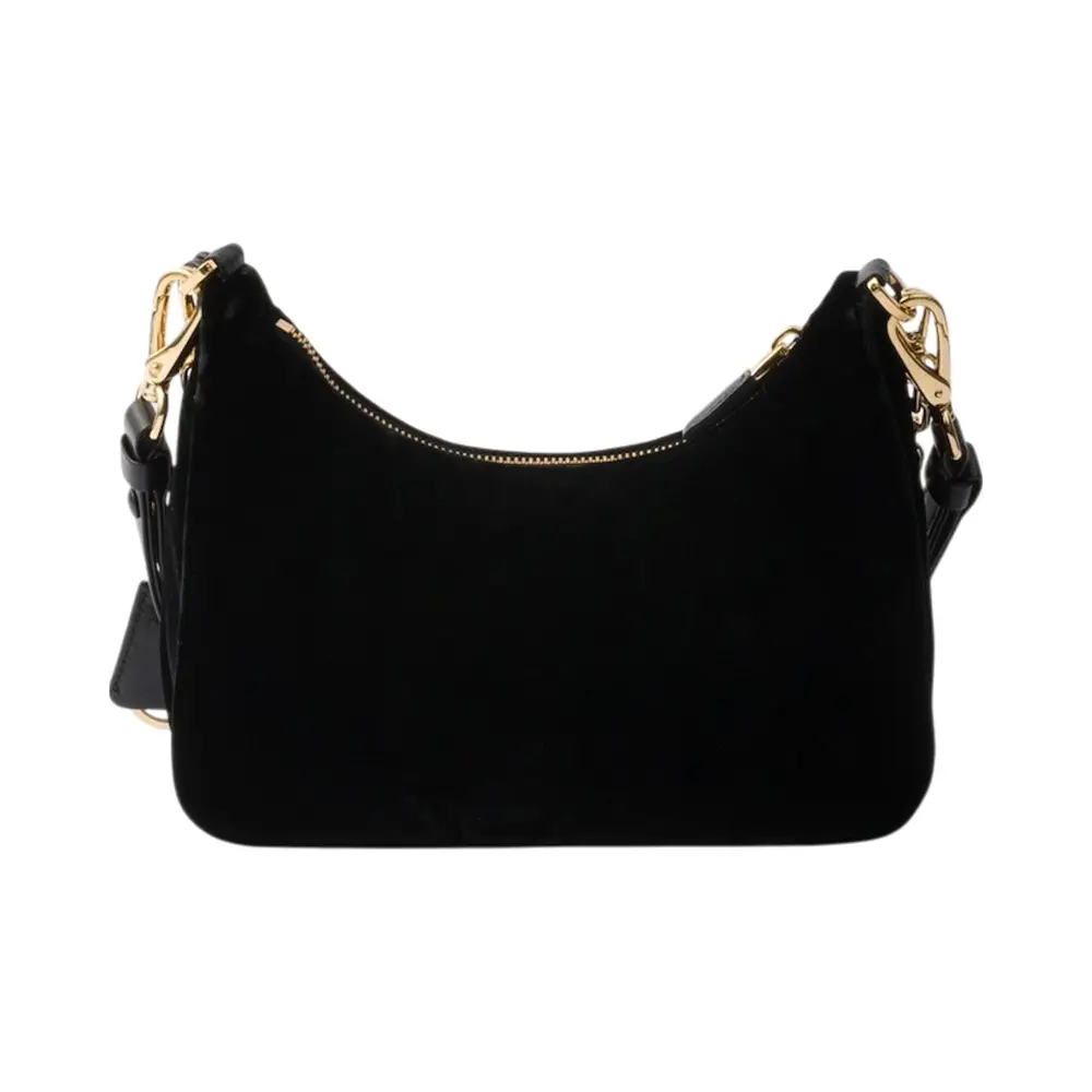 Prada Re-Edition Velvet With Chain Mini Shoulder Bag Black