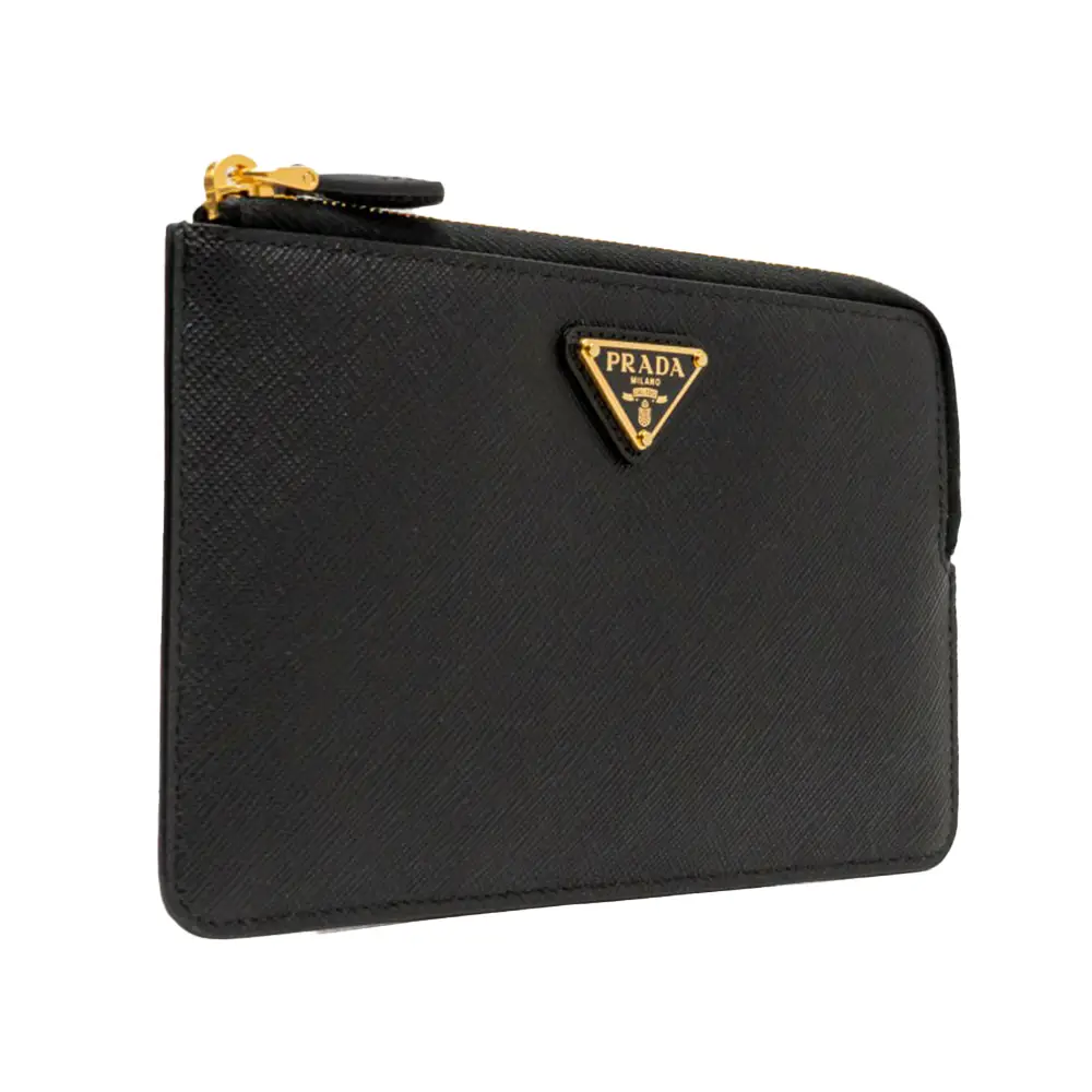 Prada Triangle Logo Zip Wallet Black – voilà.id