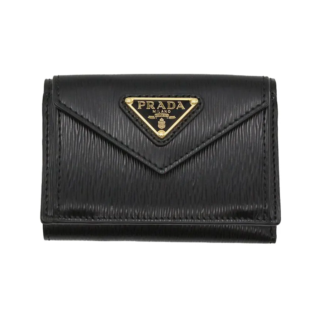 Prada Vitello Move Triangle Logo Mini Wallet Black – voilà.id
