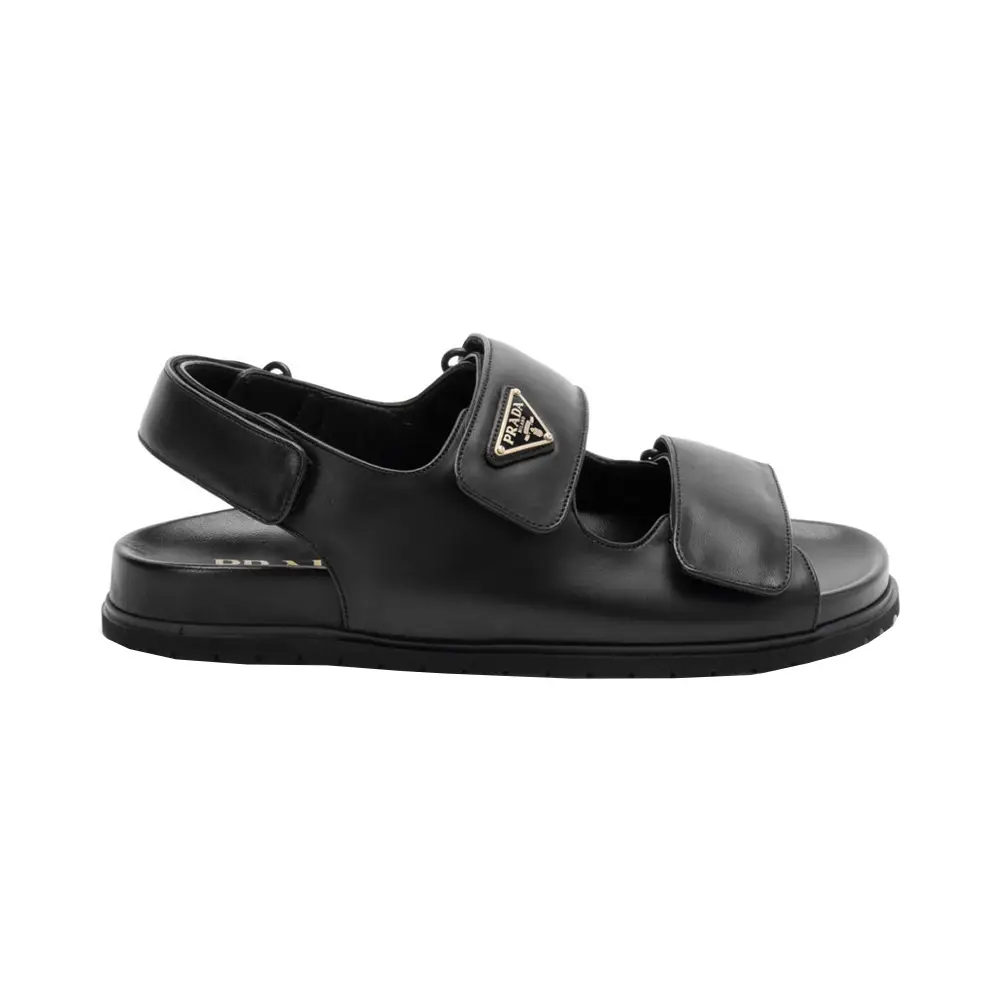 ■PRADA■ Open toe Padded Leather Sandals Prada Open Toe Padded Leather Sandals Black – voilà.id