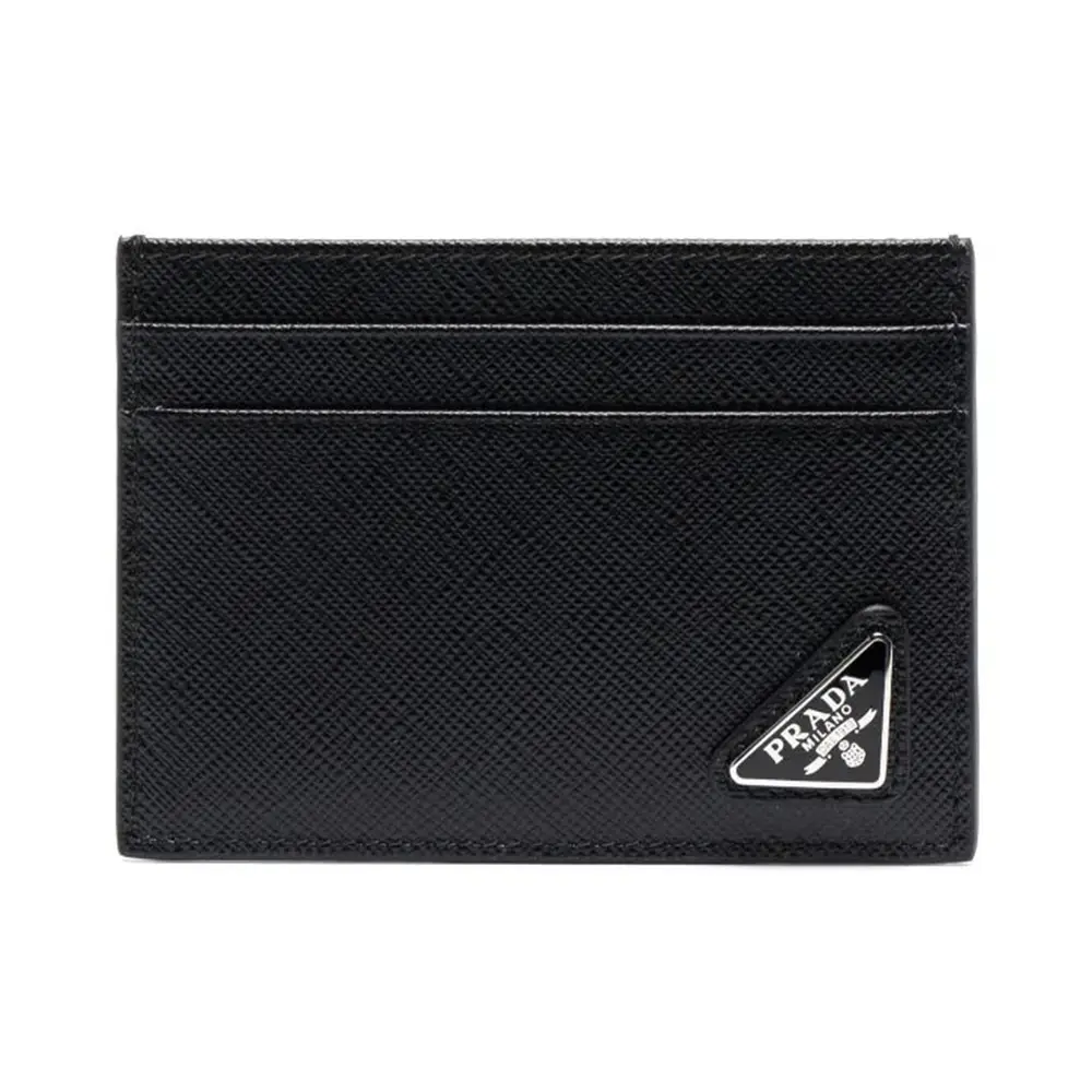 Prada Saffiano Leather Logo Card Holder Black – voilà.id