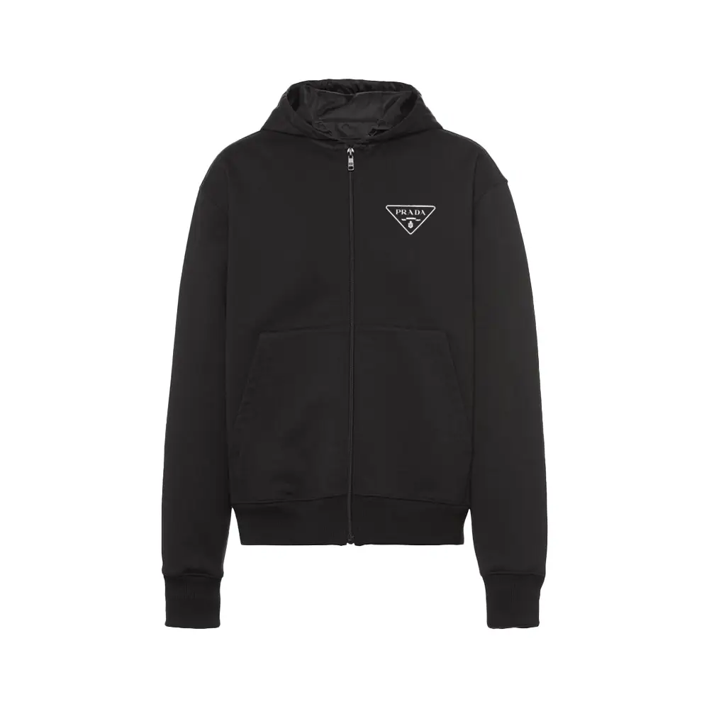 Prada Logo Zip Hoodie Jacket Black – voilà.id