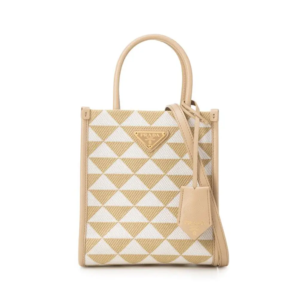 ★PRADA★Prada Symbole jacquard fabric micro bag★無料速達 Prada Symbole Jacquard Fabric Micro Bag Nude/Beige – voilà.id