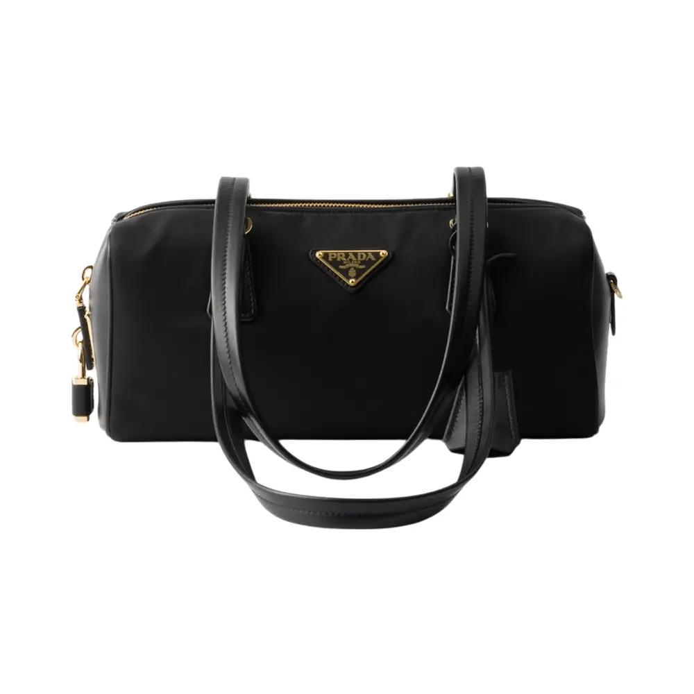 PRADA＊Re-Nylon and leather medium top-handle bag＊送料込 Prada Re-Nylon and Leather Medium Top Handle Bag with