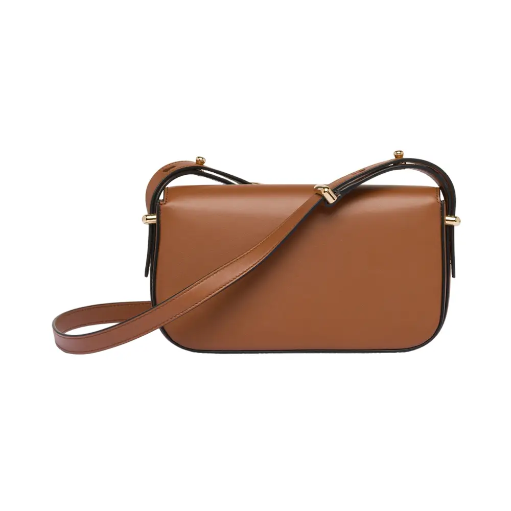 Prada Logo Enameled Metal Triangle Leather Shoulder Bag Prada Logo Enameled Metal Triangle Leather Shoulder Bag
