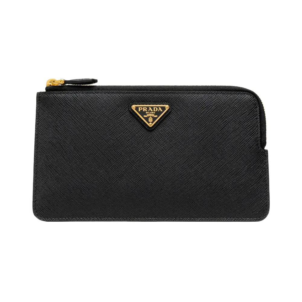 ★【PRADA】 Triangle Logo Zipper Card Wallet★ Prada triangle-logo Leather Wallet | Black | FARFETCH