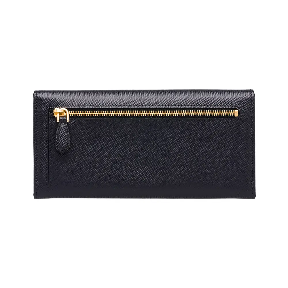 Prada Large Saffiano Leather Wallet External Flap Black Ghw