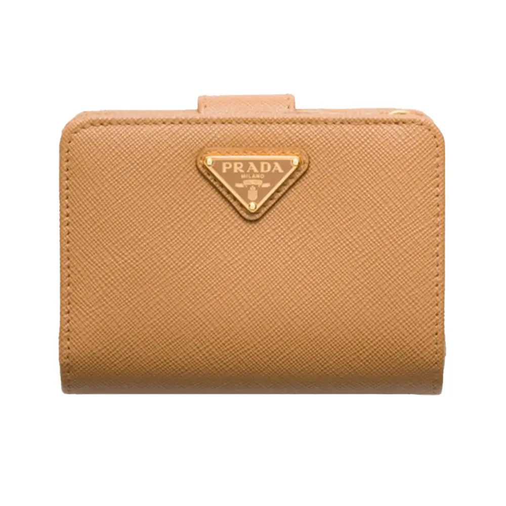★PRADA★ [Prada] SS25 Wallet 1ML018QHH Prada Small Saffiano Triangle Logo Leather Wallet Powder