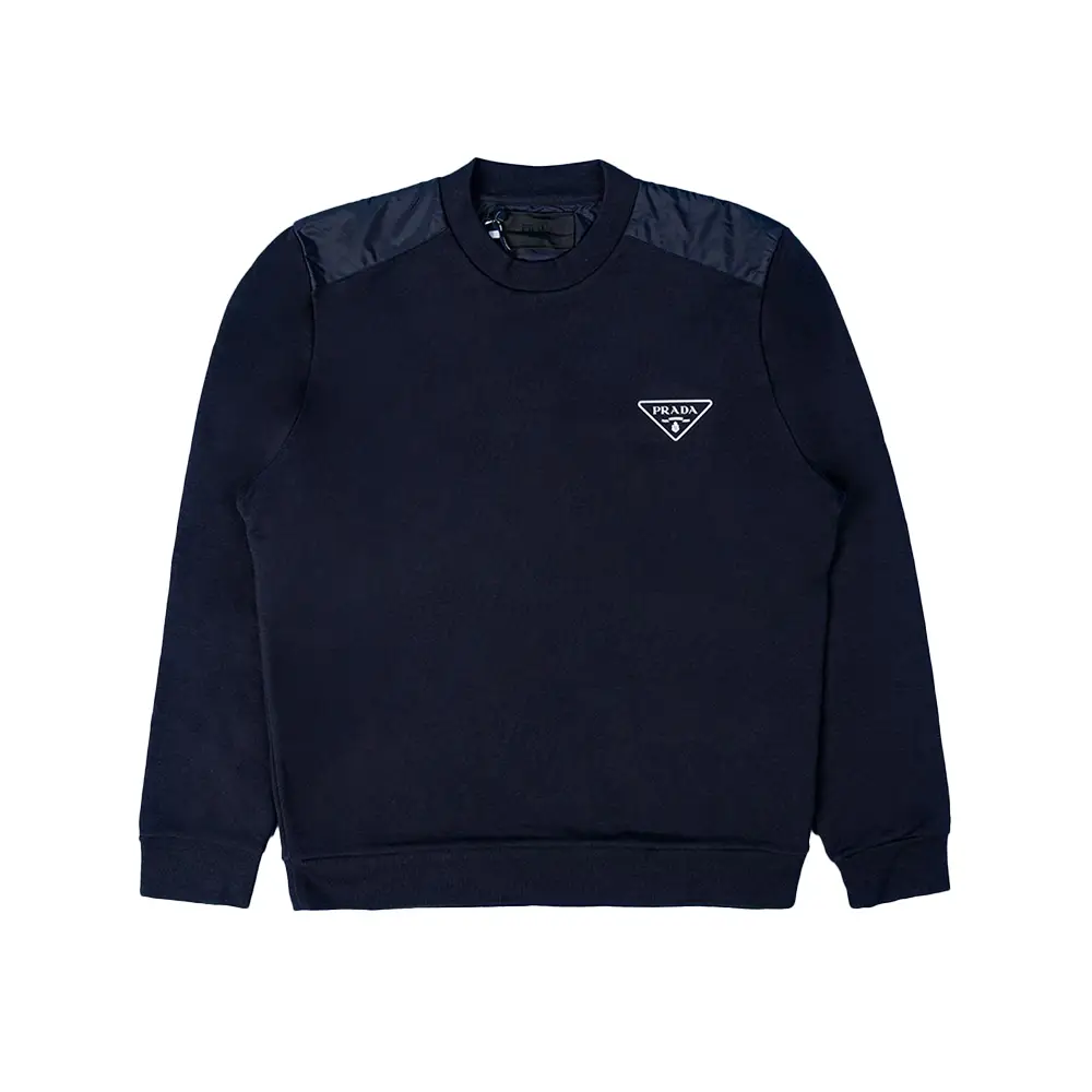 Prada Triangle Logo Felpa Re-Nylon Sweatshirt Navy – voilà.id