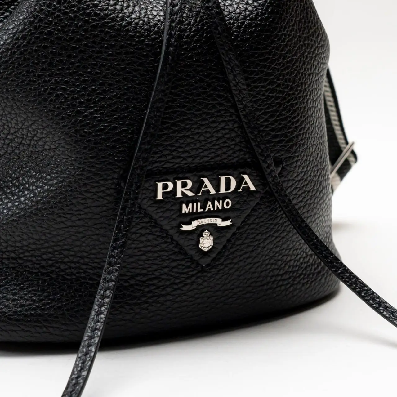 Prada Vitello Dino Leather Bucket Bag Black – voilà.id